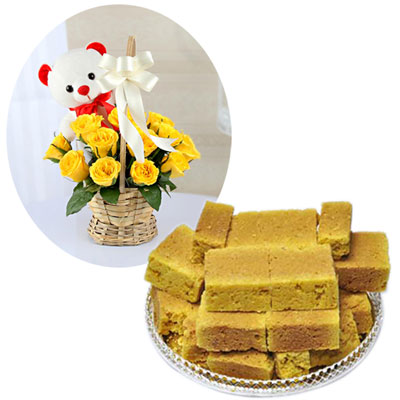 "Oil Mysurpak - 1kg, Flower basket n Teddy - Click here to View more details about this Product